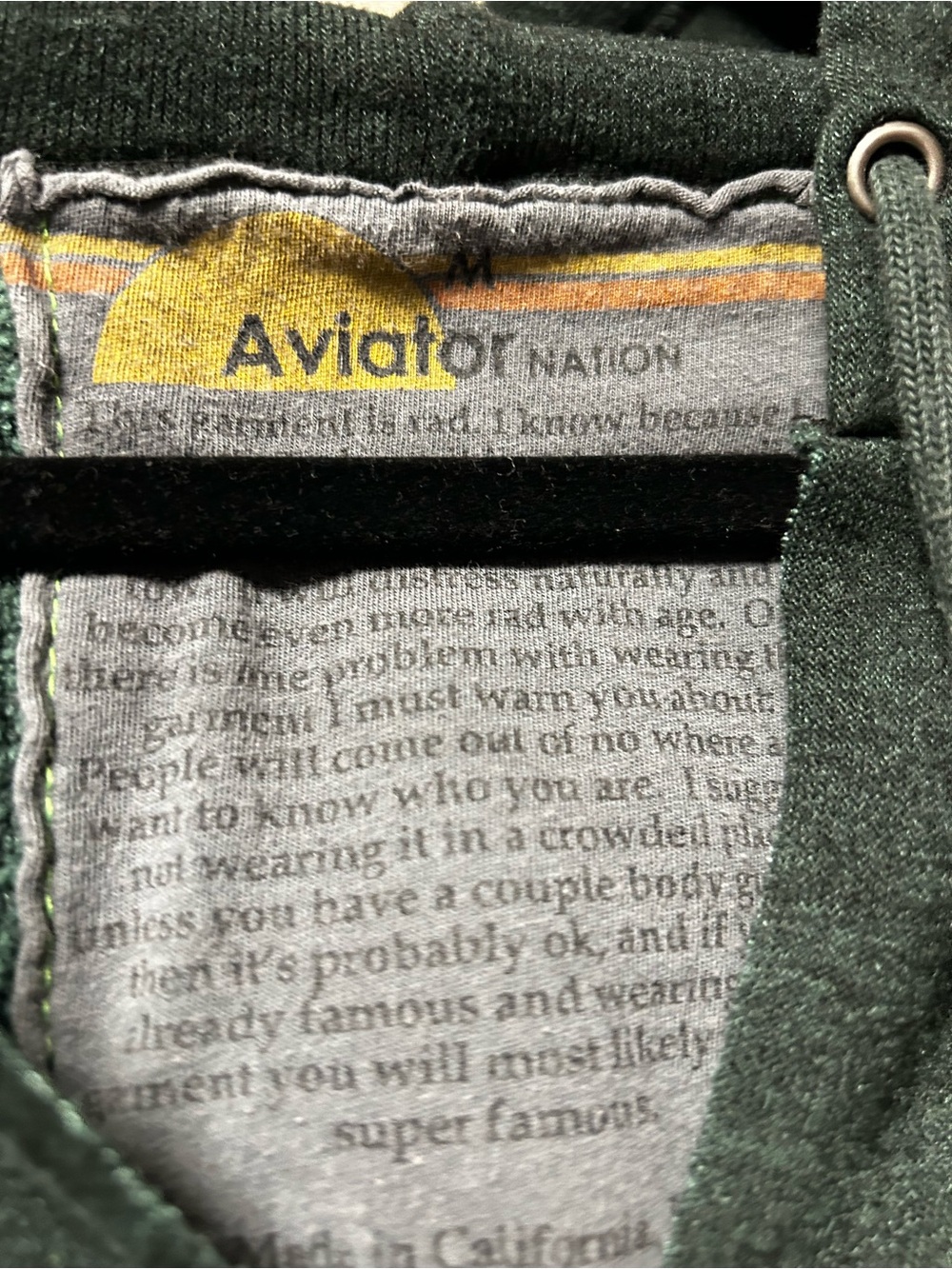 Aviator Nation Green Ombre Pullover Hoodie with Colorful Patch - Picture 3 of 3
